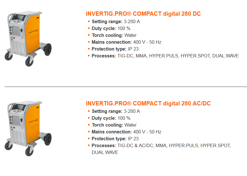 INVERTIG PRO COMPACT DIGITAL 280 DC+ACDC
